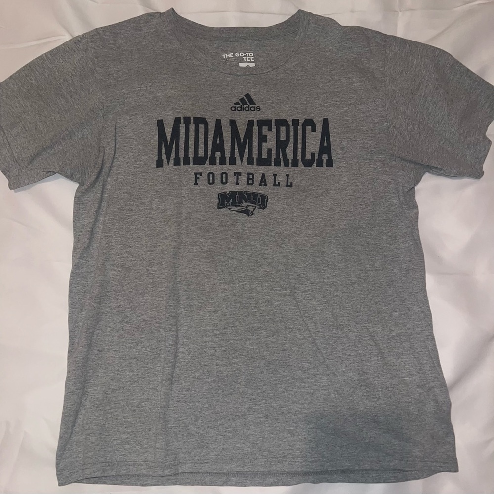 Adidas Gray MidAmerica Football Tee